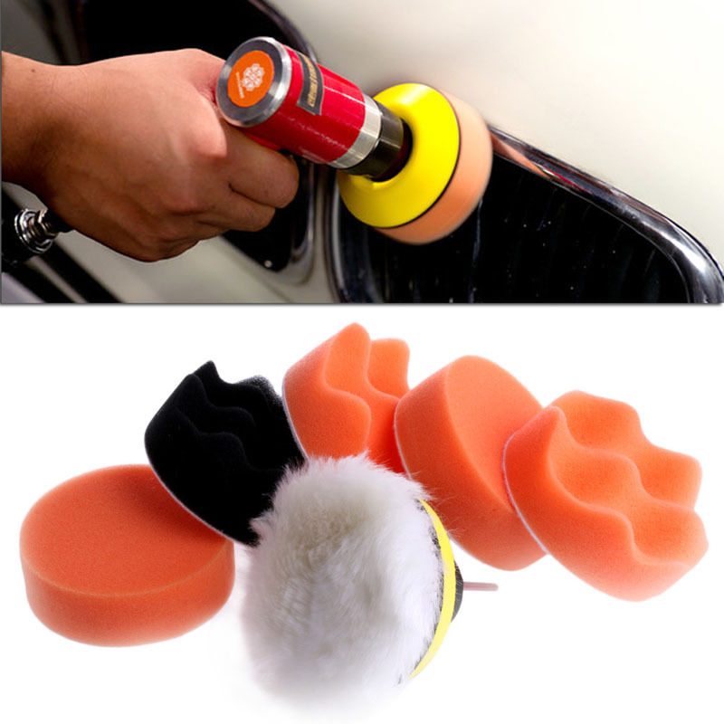 7Pcs 3'' Buffing Pad Auto Car Polishing Wheel Kit Buffer + M14 Drill Adapter