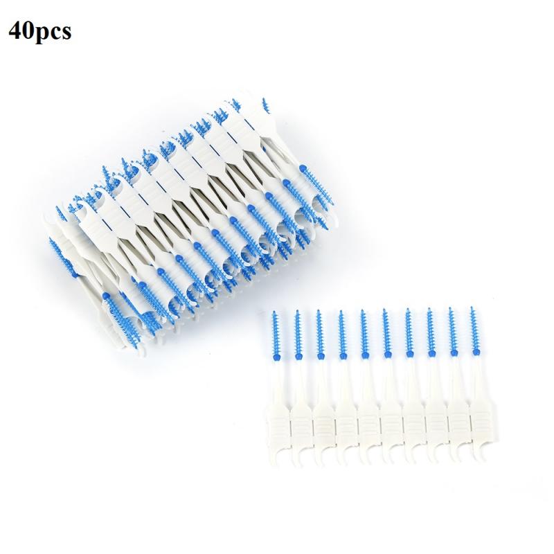 200/120/40pcs Dual Clean Dental Floss Head Hygiene Interdental Brush Toothpick Adults Interdental Brush Clean Oral Care: 03 40pcs
