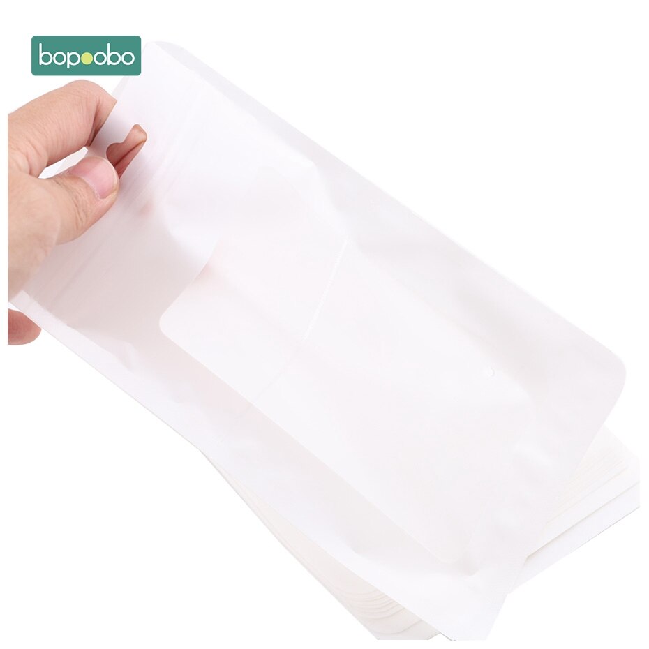 Bopoobo 10pc hvite plastposer hvite 11.5 x 19.5cm utstillingsposer miljøvennlig baby silikon perler pakke smykker anheng poser