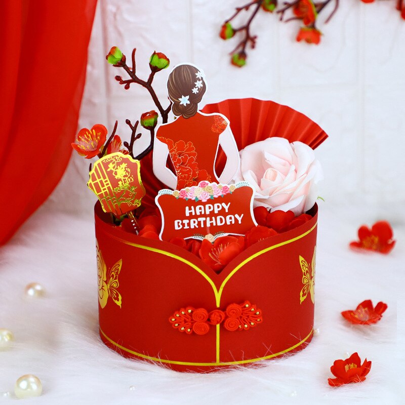 Happy Mother's Day Birthday Cake Topper Antiquity Flowers CheongSam Cupcake Wedding Decoration Party Baking Supplies DIY