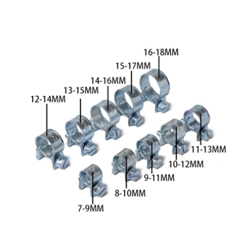 60 Pcs 10 sizes Fuel Injection Gas Line Hose Clamps Clip Carbon Steel Auto Vacuum Coolant Clip
