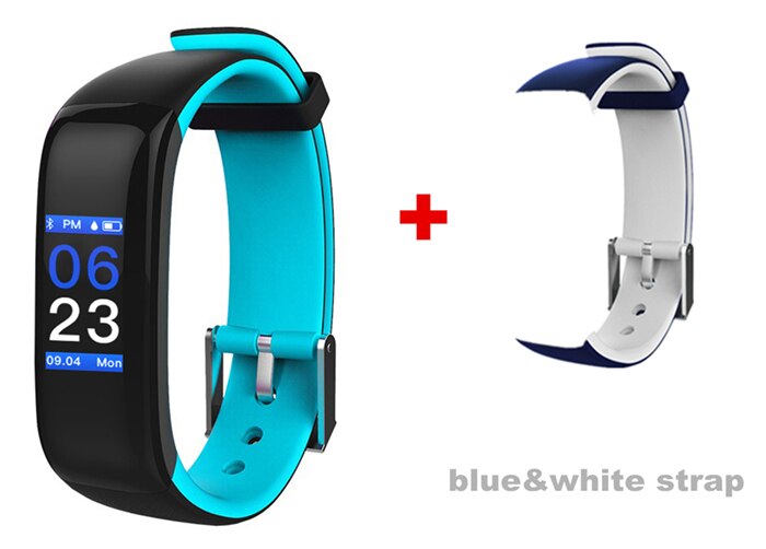 P1 Plus Smart Wristband Color Heart Rate Blood Pressure Monitor IP67 Waterproof H1 Fitness Bracelet sport tracker band: blue and white