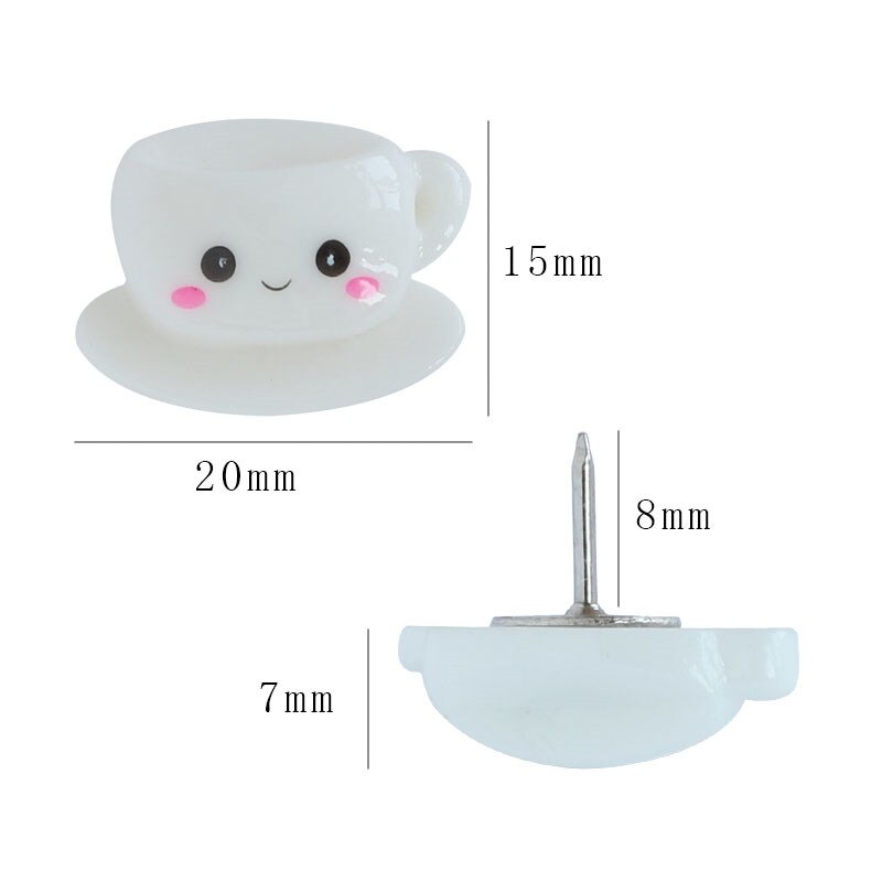 Chinchetas decorativas de 6 uds., pasadores pequeños con forma de vaso sonriente, tachuelas originales con forma de corcho, alfiler para pared de fotos, papelería para oficina