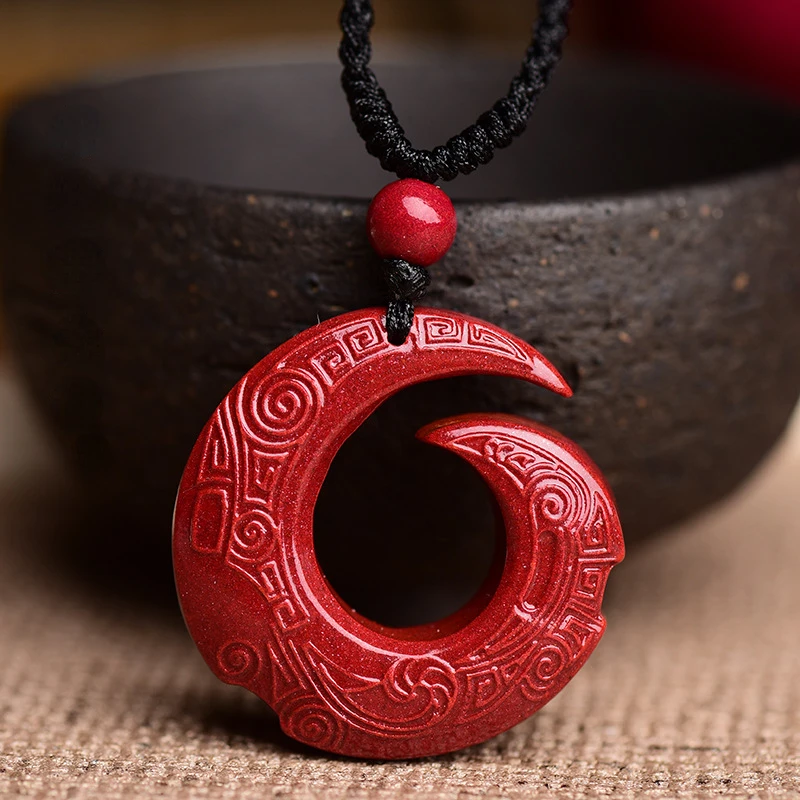 Natural Raw Mineral Cinnabar in Good Times Pendants Purple Gold Sand Necklaces Jewelry Sweaters Chains Jewelry: black