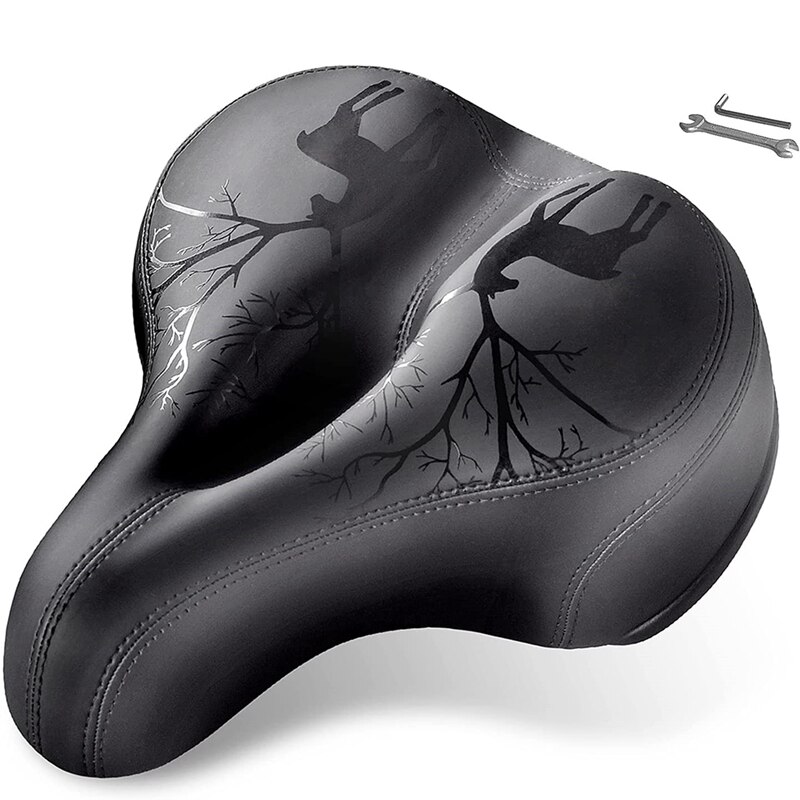 Siège de vélo en polyuréthane Extra doux et large, selle de vélo pour femmes et hommes plus confortable, siège de vélo étanche: Default Title