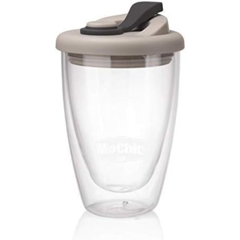 Dubbelwandige glazen bekers met deksel, herbruikbare geïsoleerde theemok, vaatwasmachinebestendig, milieuvriendelijk, koffiereismokken, vaatwasmachinebestendig: Chocolade / 51-100ML