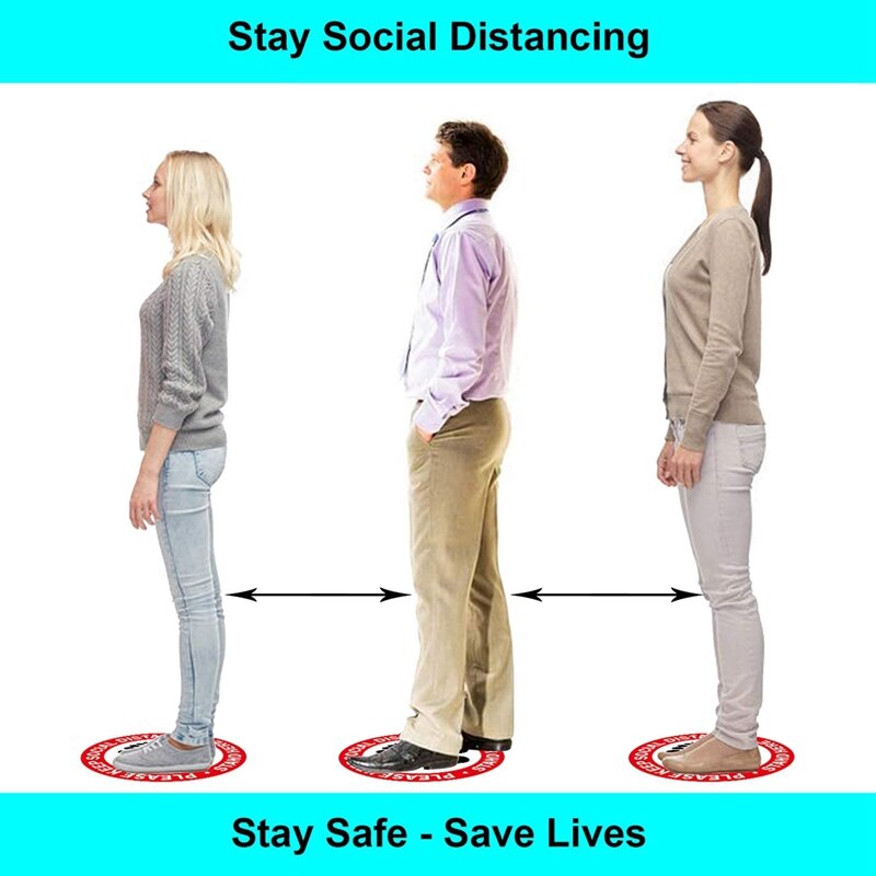 15 Pcs Social Distancing Stickers,Floor Stickers,Keep 2 Metre Distance Social Distancing Sign,11.8Inch