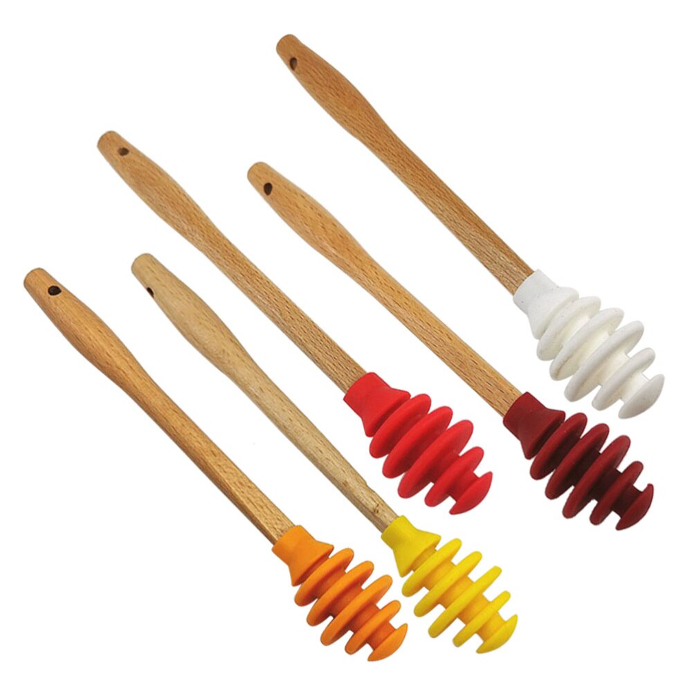 5 st silikon honungsskedar sirapdoppare non-stick omrörare för honungspottburkbehållare (blandade färger): Default Title