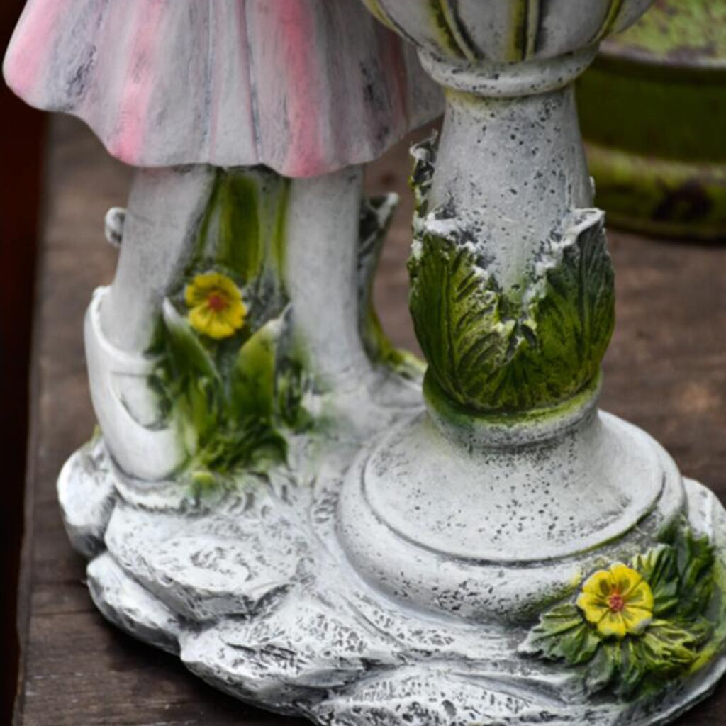 Garden Statue Art Outdoor Decorations Large Solar Girl Resin Sculpture LED Light Collectibles Sculpture Outside Lawn Patio Yard