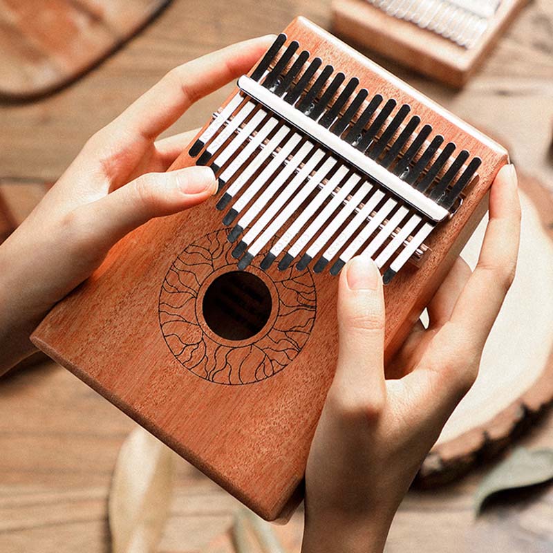Portable 17 Key Kalimba Thumb Finger Piano Made By Single Board Wood Mahogany Mbira Body Calimba Musical Instrument