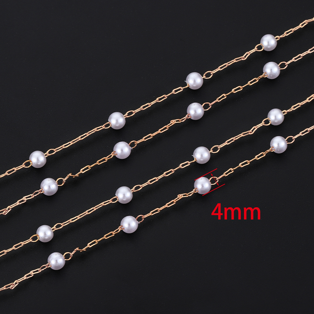 1Meter Pearl Beads Chains for Jewelry Making DIY: green