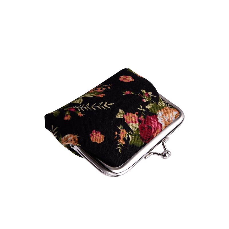 Canvas Hasp Purse Key Coin Wallet Bag(black)