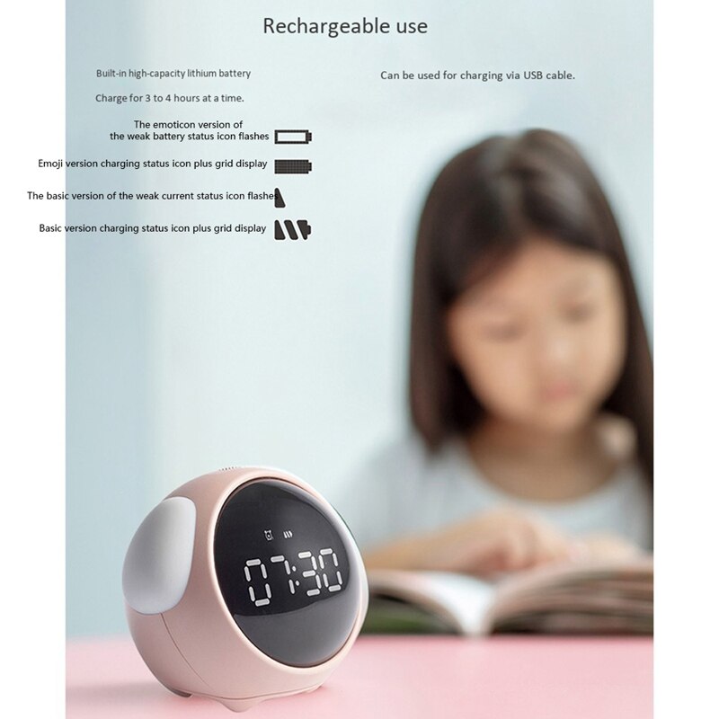 Réveil pixel hbk multifonction pour étudiants, veilleuse de chevet, réveil électronique avec fonction snooze pour enfants