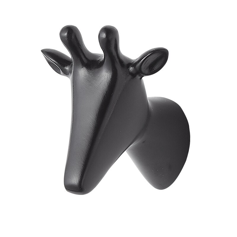 Perchero con cabeza de Animal para el hogar, gancho decorativo para colgar ropa, estante para artículos diversos, montado en la pared, 1 ud.: Black  Giraffe