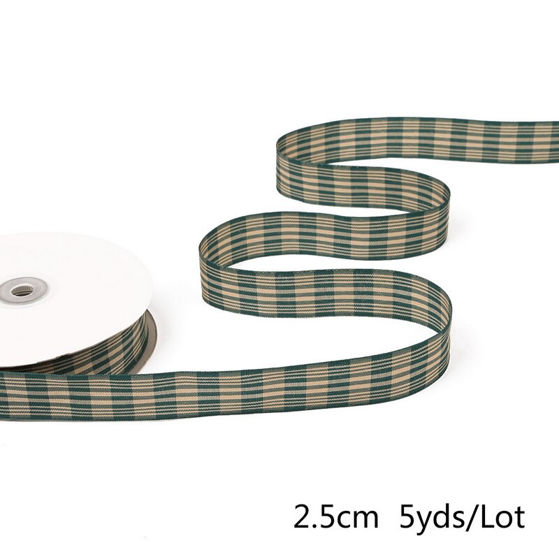 5 metrów/dużo 2.5cm wiele opcji szkocka krata siatki wstążka z nadrukiem dla dekoracje dla domu DIY pakowanie prezentów wstążki świąteczne: zielony