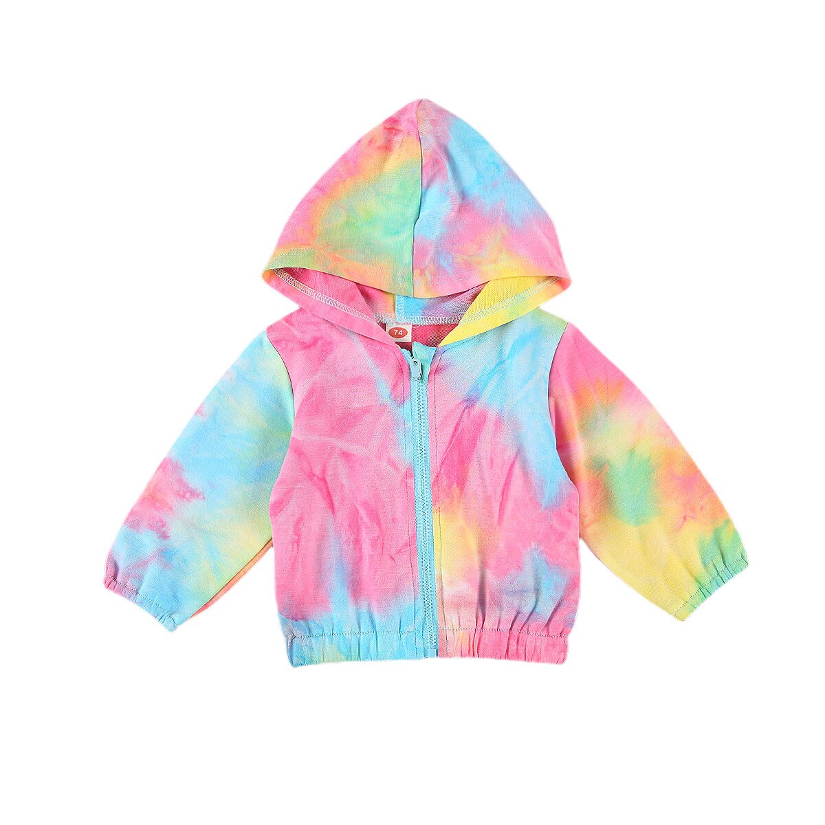 Chaqueta con capucha y cremallera para bebés, otoño e invierno, 0 a 24M, estampado Tie-Dye, manga larga,