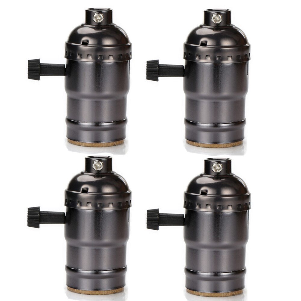Conector portalámparas de aluminio con interruptor E27, negro perla/latón antiguo/dorado/plateado, Base de iluminación Vintage: Pearl black