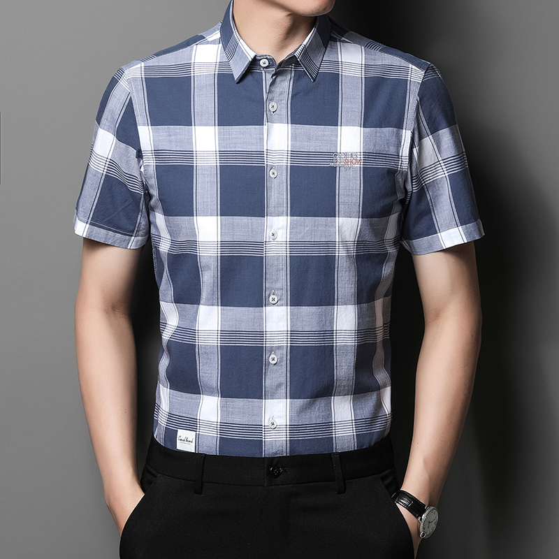 Cotton Men's Thin Short Sleeve Shirts 2022 Summer Arrivals Men's Smart Casual Classic Plaid Button Up Shirt
