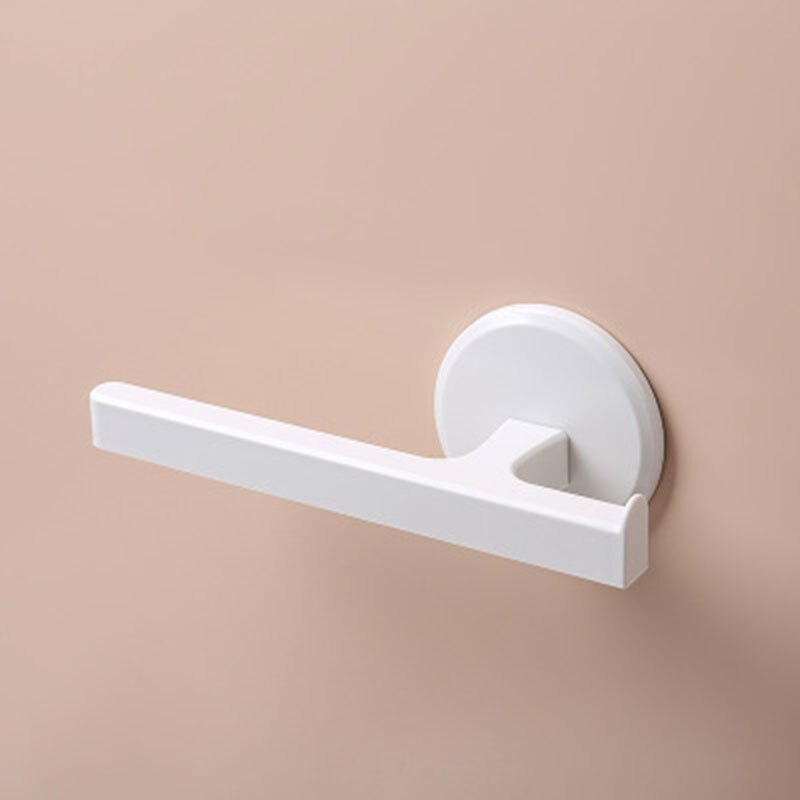 Self-adhesive Towel Holder Rack Wall Mounted Towel Hanger Bathroom Towel Bar Shelf Roll Holder Hanging Hook Bathroom Organizer: White