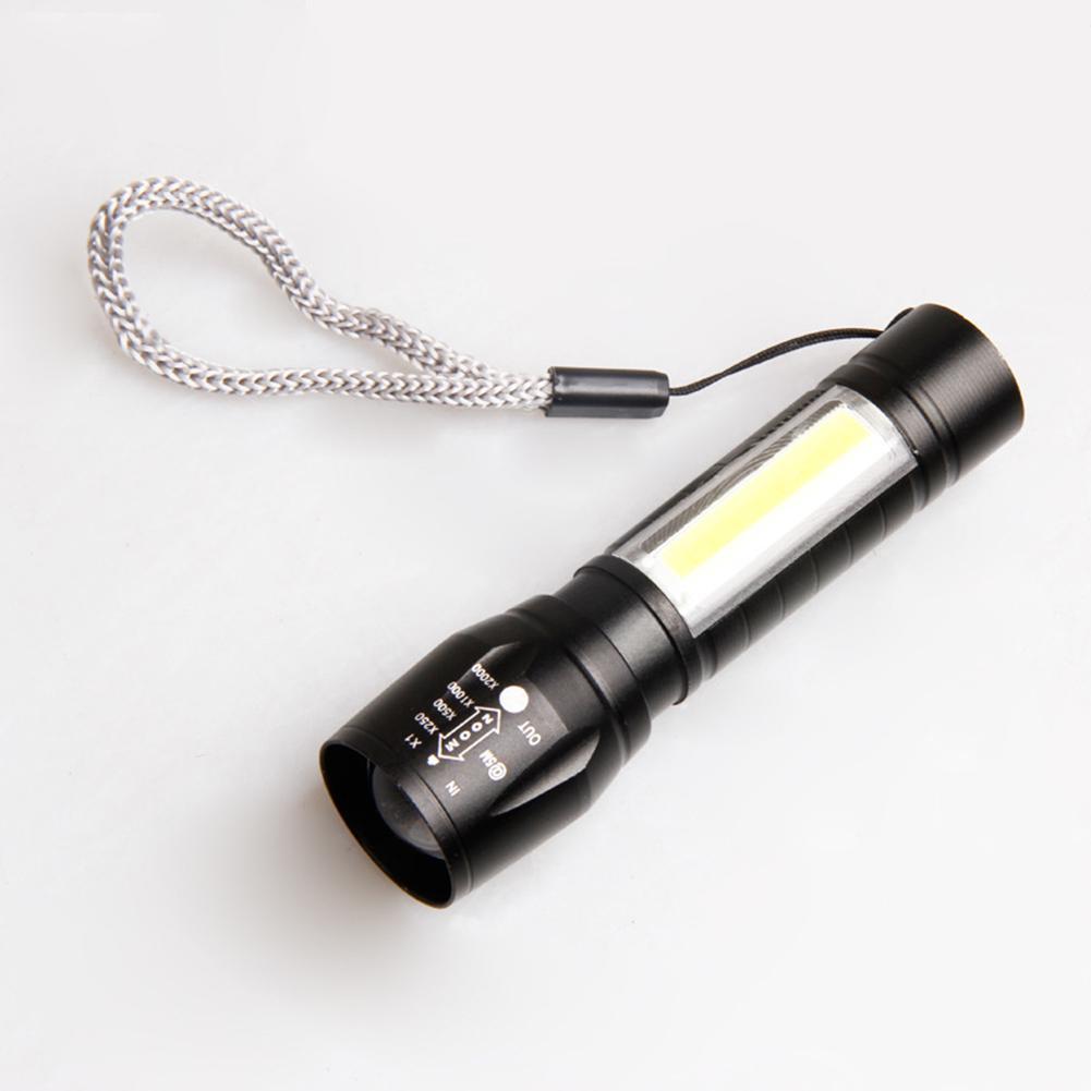 Linterna LED pequeña con luz lateral COB, luz fuerte, Zoom telescópico, Kit de carga USB, Mini linterna 511