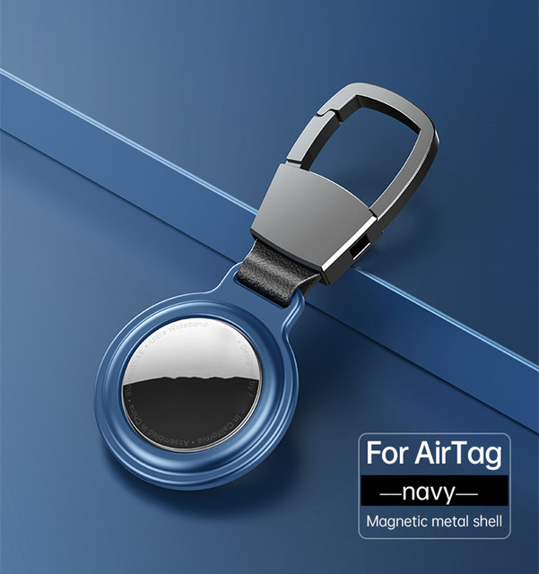 Metal Magnetic Adsorption Case for Apple Airtag Protective Cover Tracker Accessories Anti-scratch Sleeve Keychain For Air tags: Black Yellow