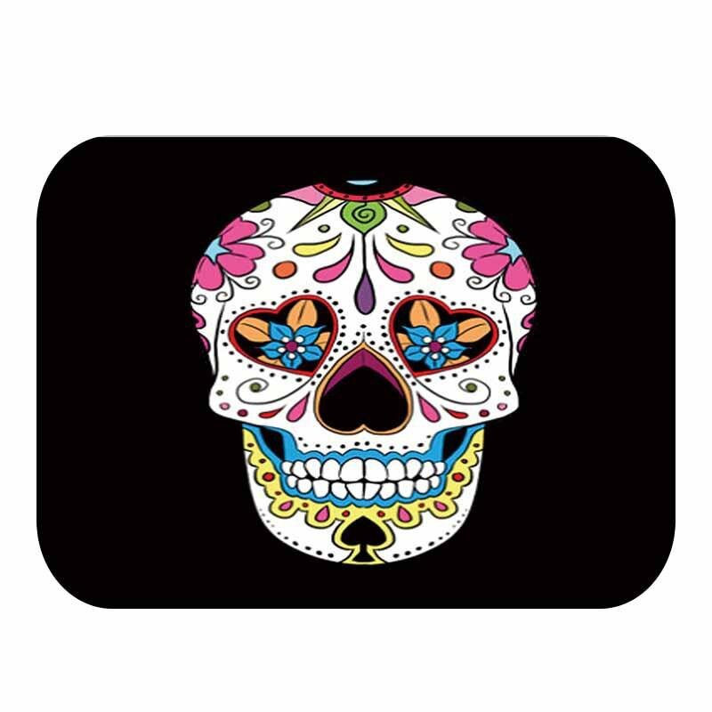 Tapis de bain en flanelle avec tête de mort, décoration d'intérieur, paillasson antidérapant, tapis de bain