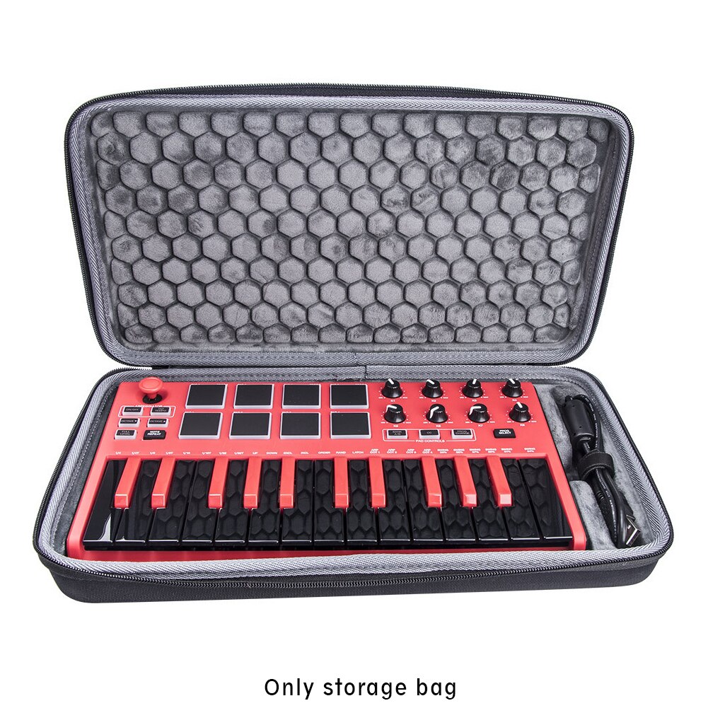 Almofada de tambor resistente a riscos à prova de choque fecho com zíper rígido caso protetor teclado armazenamento portátil para akai mpk mini play mk2