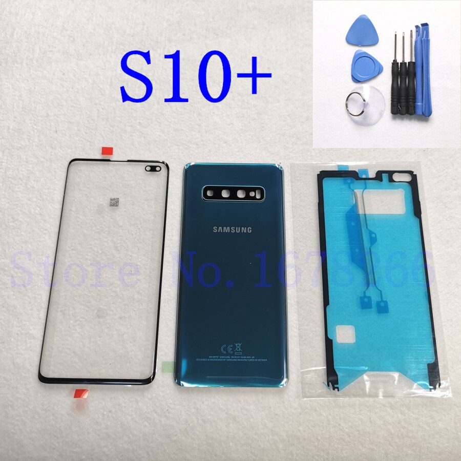 SAMSUNG Galaxy S10 Plus S10e S10 G970 G973 G975 G973F Front Touch Panel Outer Lens + Rear Battery Door Back Glass Housing Cover: S10 Plus green