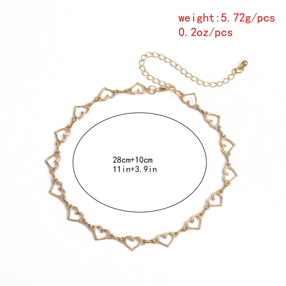 Korean Style Sweet Small Love Heart Choker Necklace For Women Girl Simple Minimalist Clavicle Chain Necklace Cute Jewelry