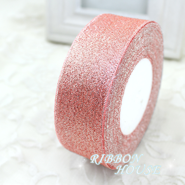 (25 Yards/Roll) Roze Vlees Metallic Glitter Lint Kleurrijke Pakket Linten