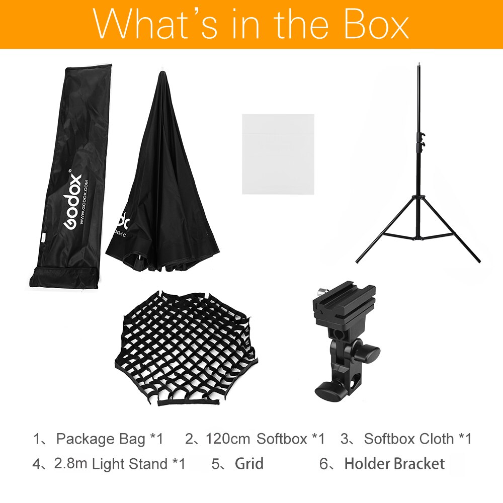 Godox 120cm Umbrella Octagonal Honeycomb Grid Softbox with 280cm Aluminum Light Stand,Holder Bracket Kit for Flash Speedlight