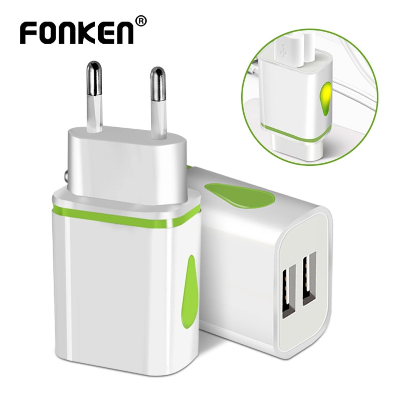 FONKEN 2 USB chargeur adaptateur chargeur mural EU téléphone portable chargeur de Charge goutte d'eau LED chargeur pour Samsung tablette ordinateur portable