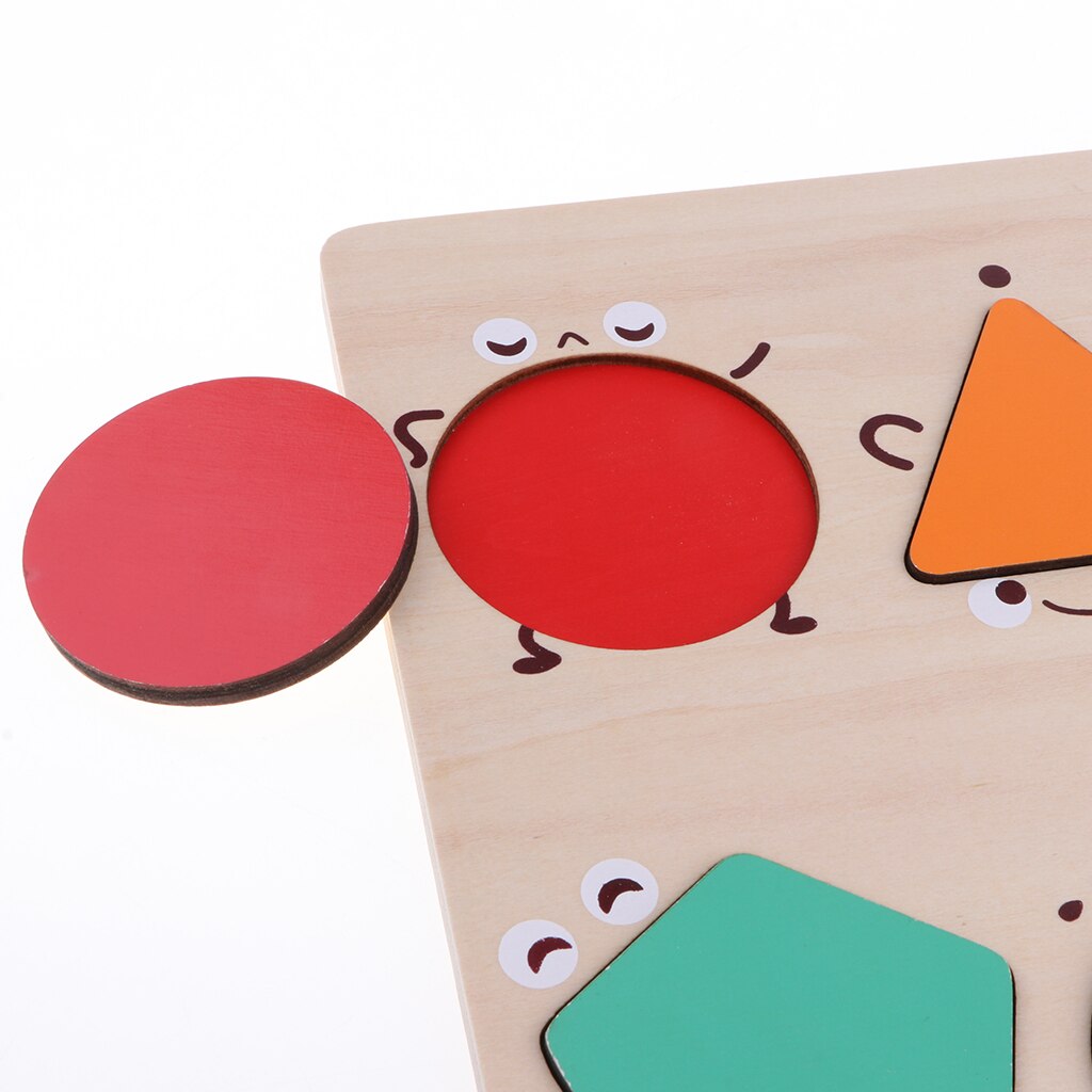 Trægeometrisk blokplade - farve & form puslespil baby småbørns sortering og stabling spil tidligt udviklingslegetøj