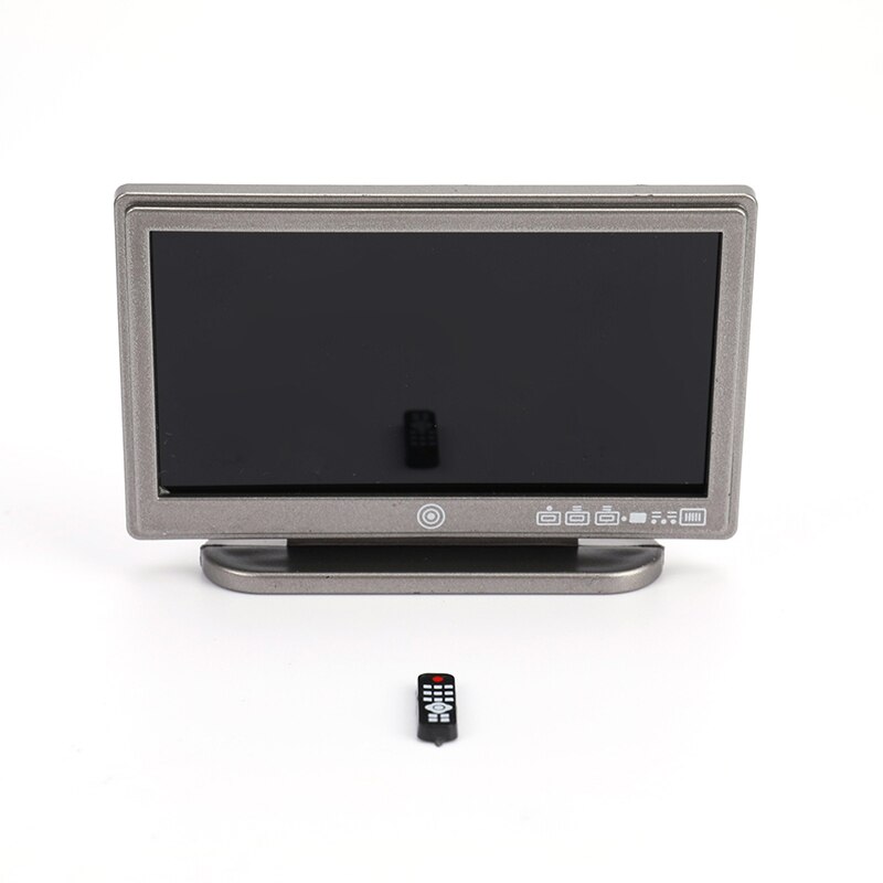 1:12 Doll House TV Remote Control Simulation Miniature Furniture Dollhouse Living Room Decoration Television Black