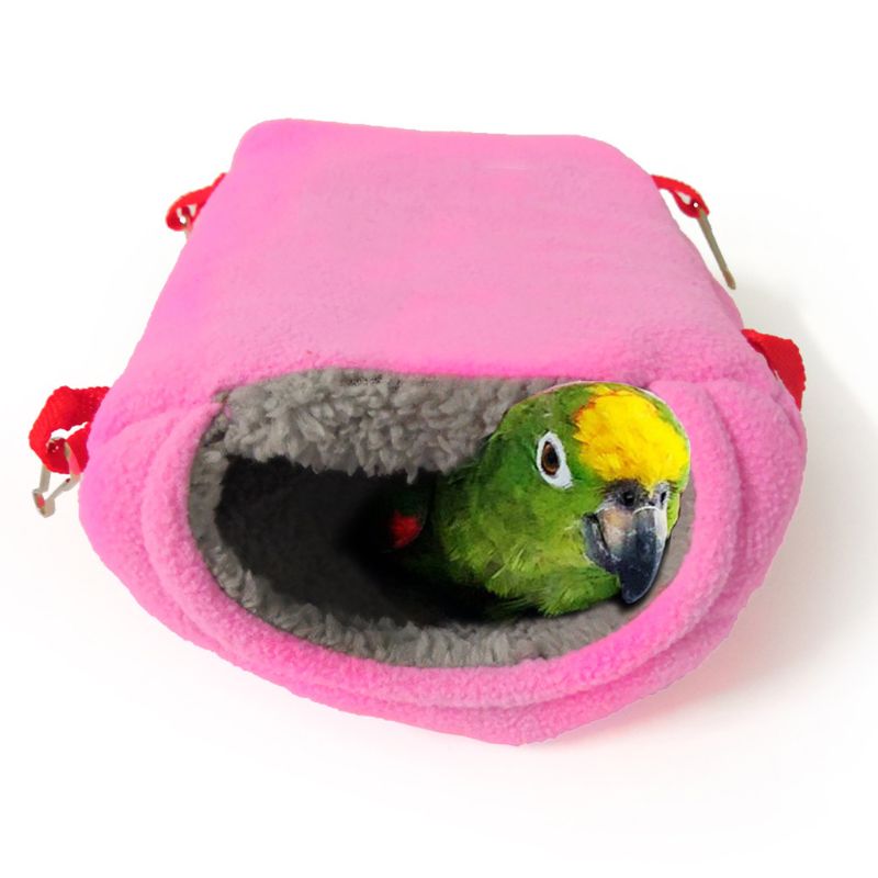 Pet Bird Nest House Parrot Bed Hut Hammock Hanging Cave Snuggle for Lovebird 875A: Pink / L