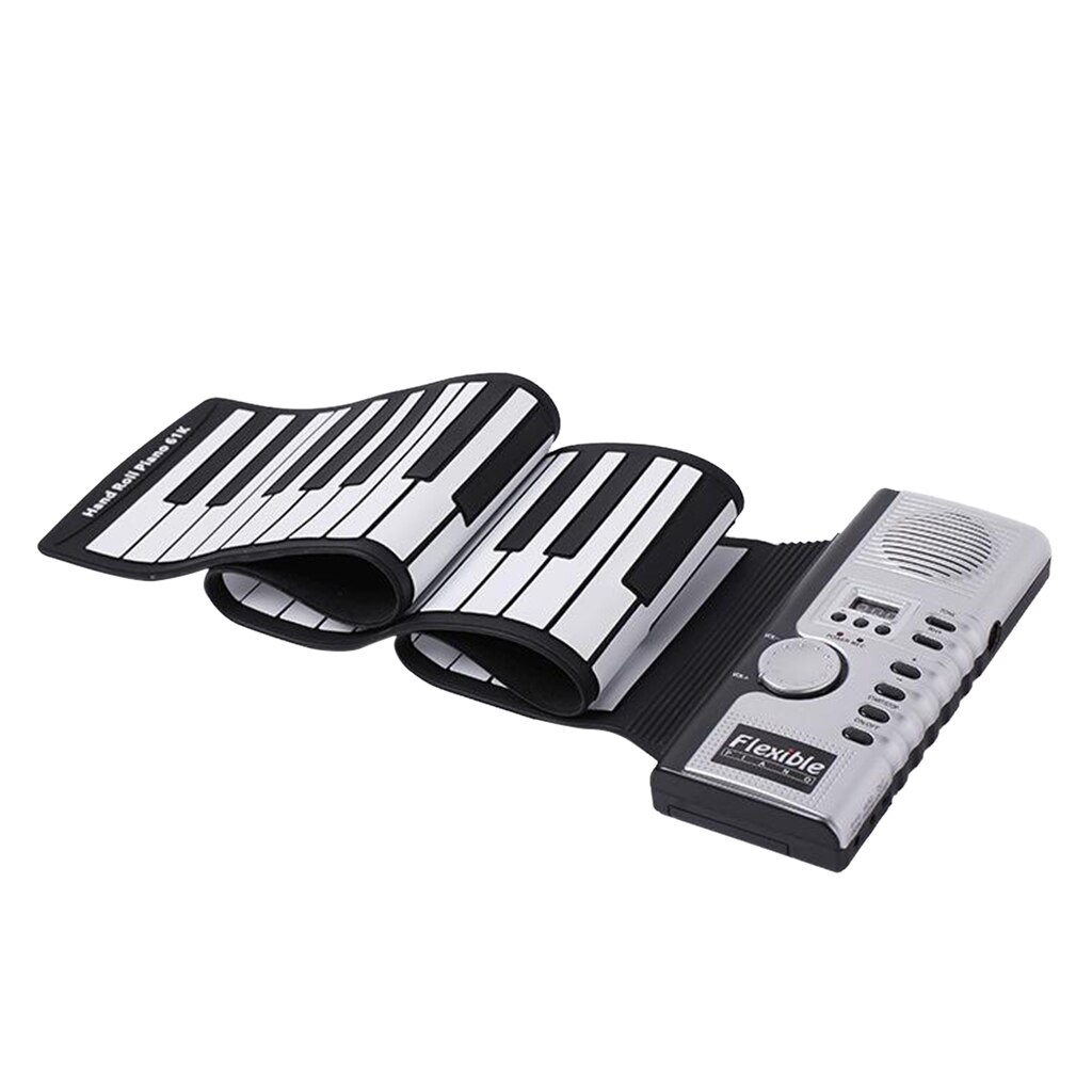 Portable Kid's 61 Key Flexible Roll Up Piano Keyboard w/ Recording Feature,128 Different Tones, 40 Demo Song Build-in Speaker
