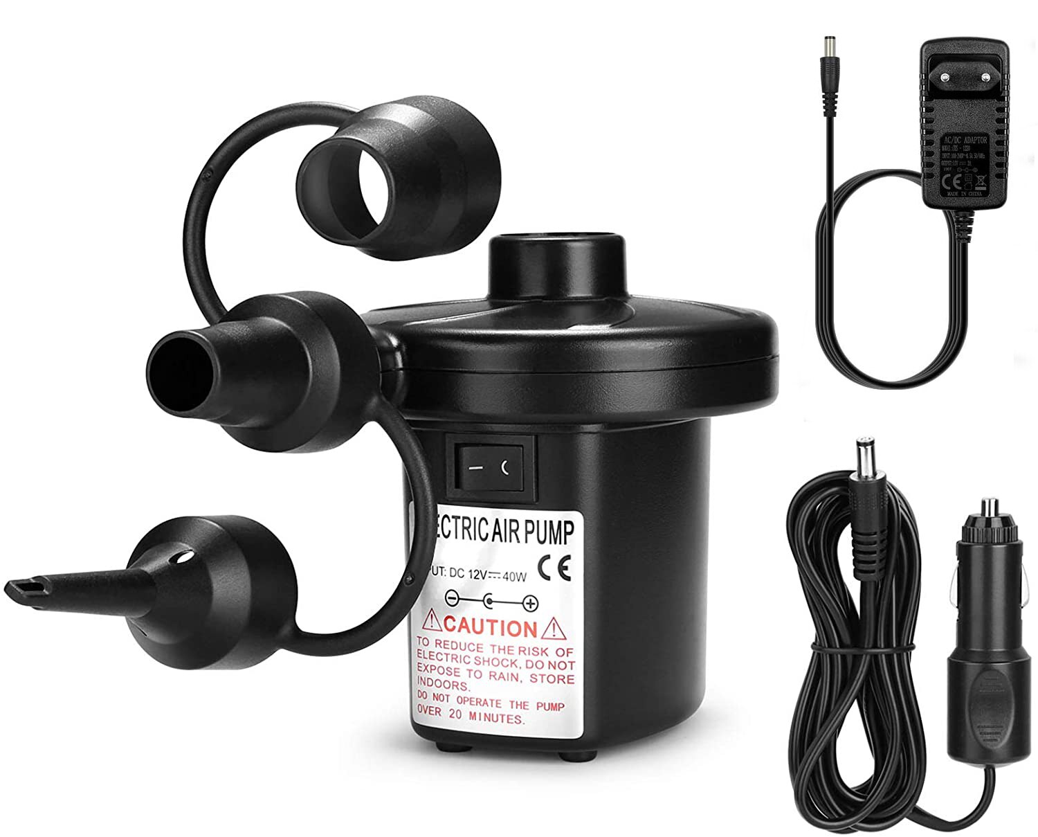 12V 220V Electric Air Pump Inflator 50W Rechargeable Air Compressor Portable For PVC Boat Mattress Inflatable Pool Raft Bed: 2