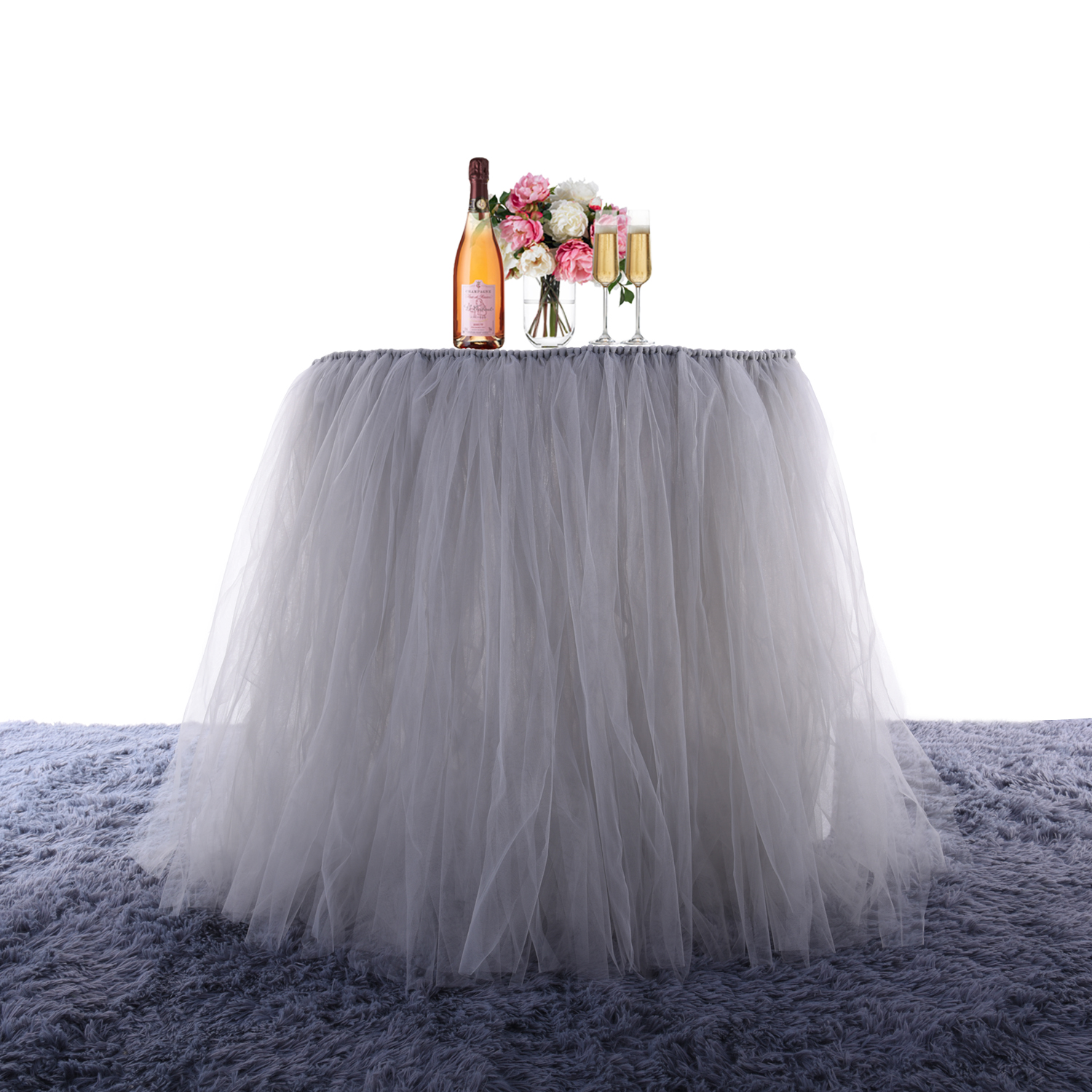 Party Tulle Tutu Table Skirts for Baby Bridal Shower Birthday Party Wedding Party Table Skirt Cover Home Decorations Supplies: Grey