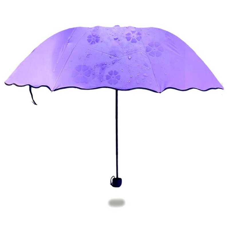 Señora nueva princesa ic Flowers e sombrilla SOL/lluvia paraguas plegable Prain mujeres paraguas transparente nudillos para mujeres Purpl: Default Title
