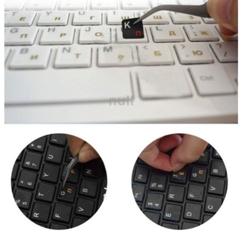 Koreansk/tysk/russisk/spansk/italiensk alfabet pvc-tastaturklistermærke til pc bærbar notesbog desktop arabisk/engelsk tastaturklistermærke