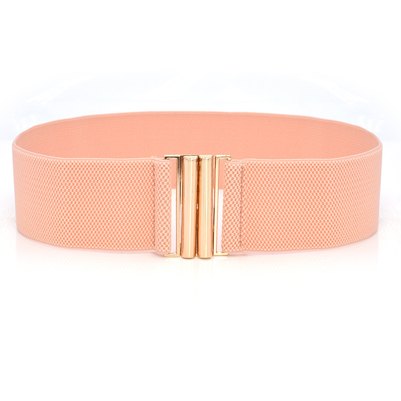 Cintura elastica larga da donna cintura tinta unita accessori cintura elasticizzata corsetto largo vita fibbia in metallo cintura femminile calda: Colore rosa