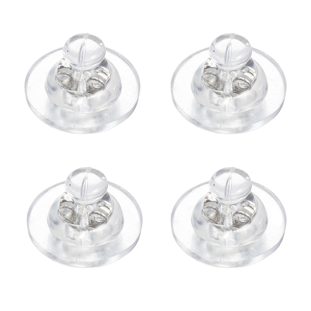 Tapones de silicona de para pendientes, Tapones Redondos para los oídos, tapas bloqueadas, mangas para pendientes, accesorios para la fabricación de joyas, 10 Uds.: Silver