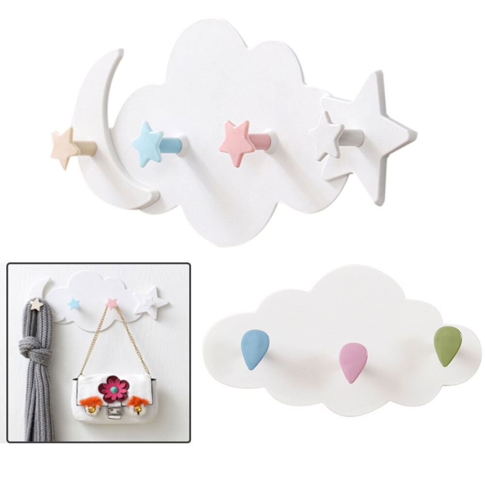 Cute Moon Star Cloud Shaped Hooks Plastic Towel Clothes Coat Hanger Wall Decorative Tool Children Bedroom Pendant