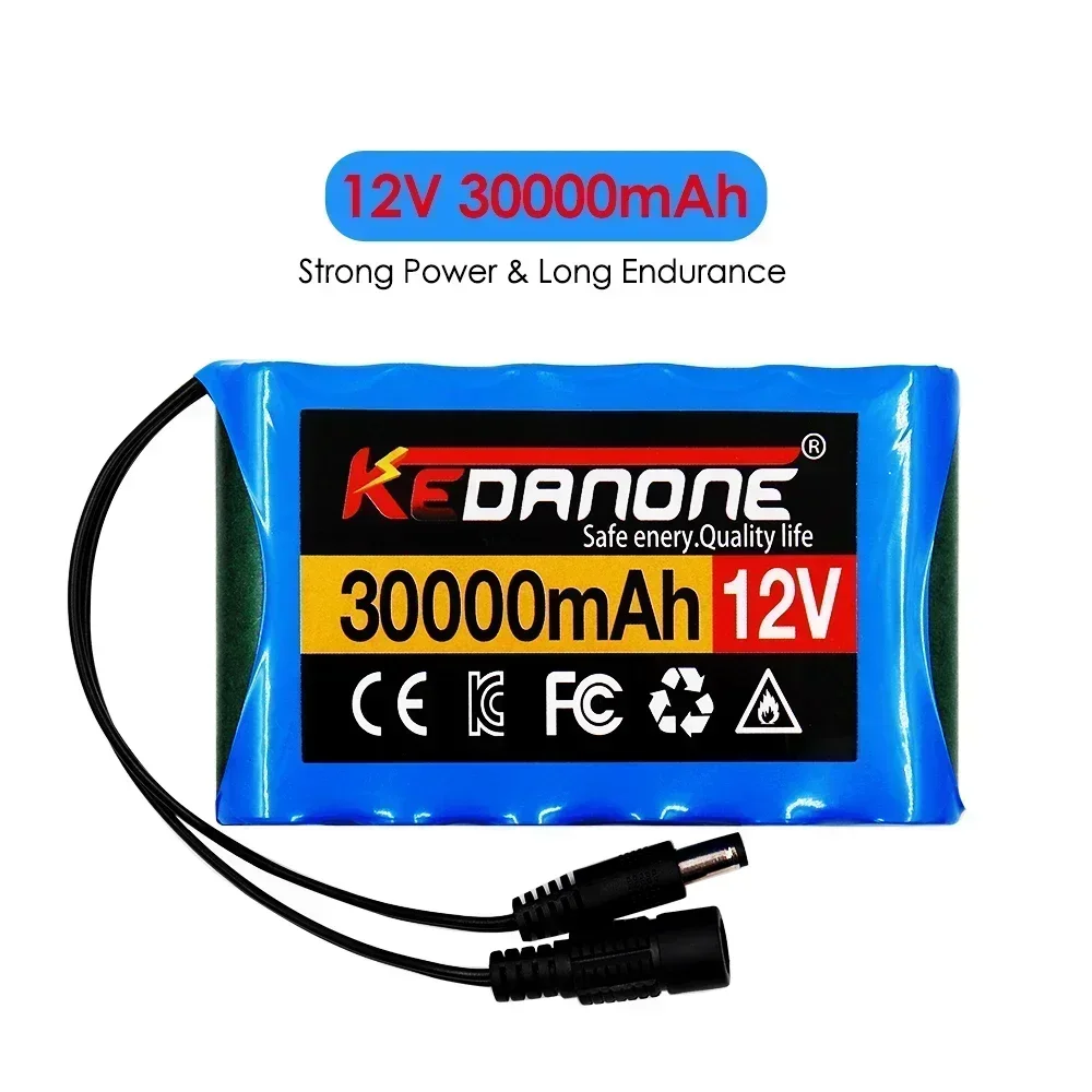 18650 12V 30000mah 3s2p Capacity DC 12.6v 30Ah 20Ah Portable Rechargeable Li-ion Battery for fishing lights+ Charger: WHITE