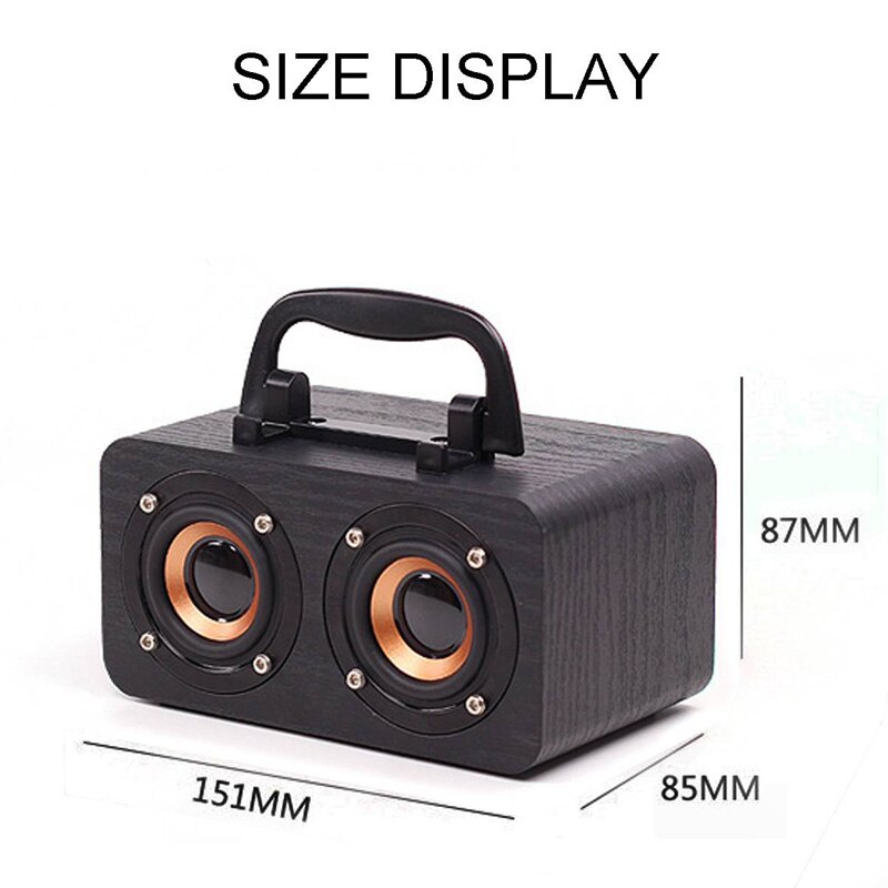 Wooden Wireless Bluetooth Portable Speakers Subwoofer Stereo Bass System Bluetooth Speaker TF USB MP3 Player Home Amplifier