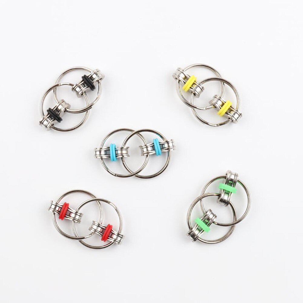 Metalen Puzzel Sleutelhanger Decompressie Bike Chain Fidget Vinger Spinner Zintuiglijke Speelgoed Geven Kinderen Beste Verlichting Speelgoed