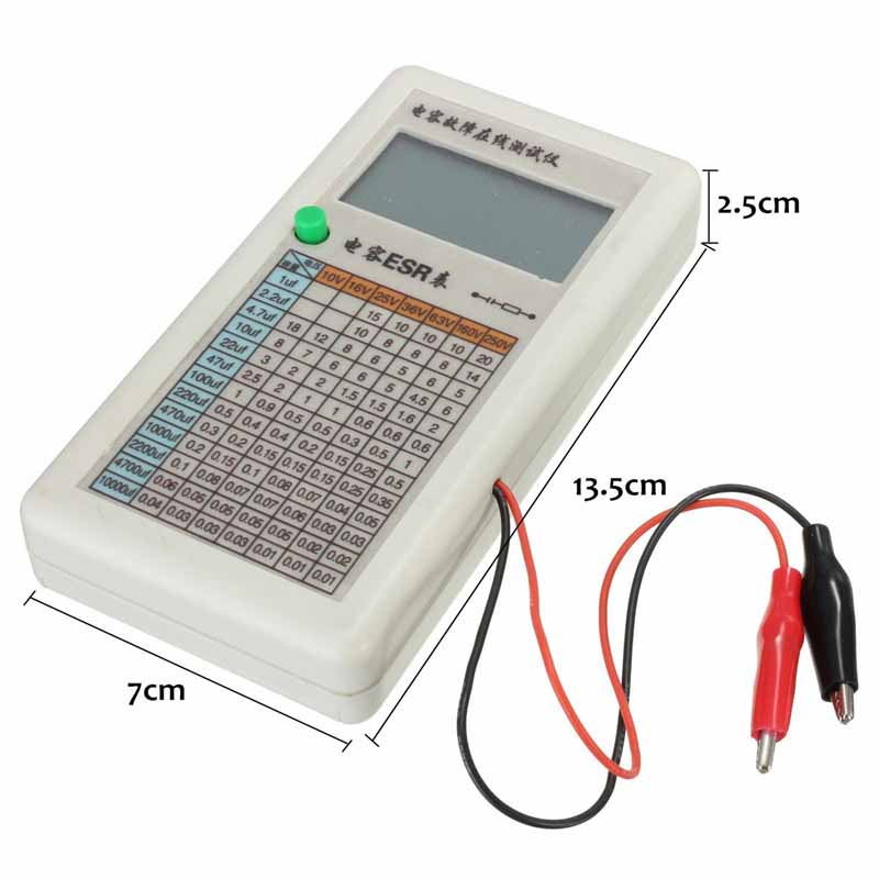 Testeur de condensateur numérique LCD ESR, compteur de résistance interne, Test en Circuit