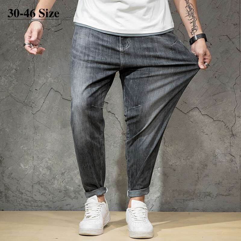 46 44 42 Men's Jeans Plus Size Loose Oversize Black Hip Hop Harem Pants Spring Summer Denim Trousers Brand Clothes