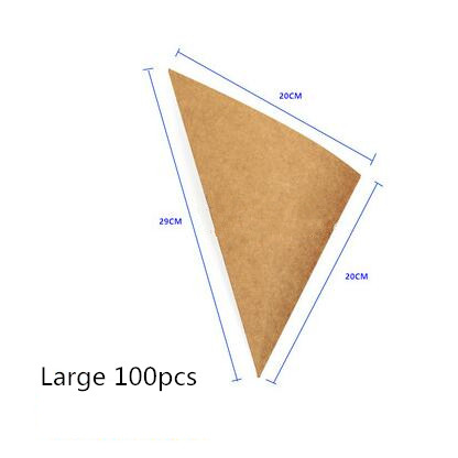 100 stücke dreieck bilden Einweg waffel verpackung papier tasse Lebensmittel Klasse Popcorn Kraft Papier Kasten Snack Papier Tasche waffel Halfter: 100 Stck groß karft