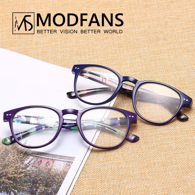 Unisex Reading Glasses Round PC Frame Eyewear Men Purple Blue Far Sight diopter +1.0~4.0